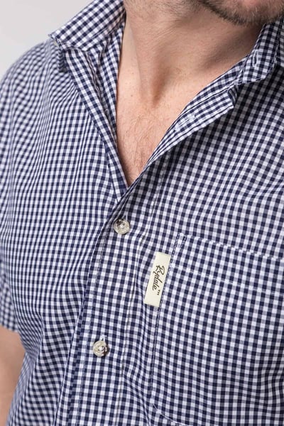 Men's Short Sleeved Check Shirts - Millington Blue