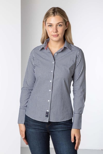 Ladies Navy Gingham Shirt - Emily - Navy
