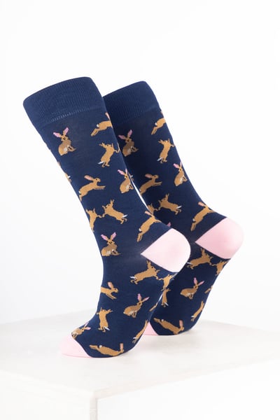 Women’s Bamboo Rich Animal Ankle Socks - Hare Denim