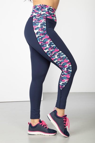 Patterned Sports Leggings - Skerne - Camo Navy