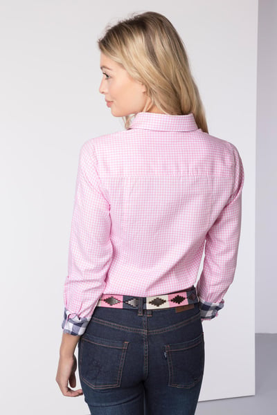 Ladies Hannah Country Check Shirt - Poppy - Gingham Pink