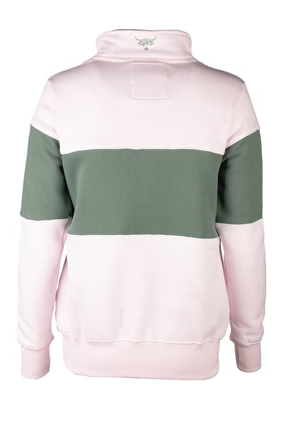 Ladies Highland Cow Sweatshirt - Byland - Highland Cow Pale Pink/Thyme/Pale Pink