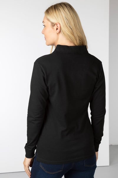 Ladies Charlie Long Sleeve Polo Shirt - Black