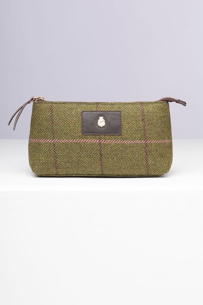 Tweed Makeup Pouch - Helmsley - Dark Green