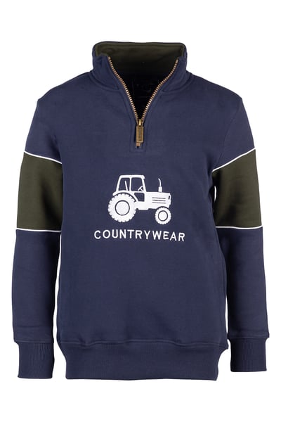 Boys Quarter Zip Sweatshirt - Byland - Tractor Navy