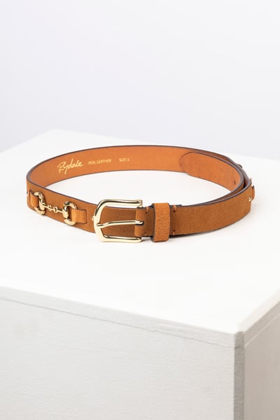 Ladies Suede Snaffle Belt - Lucinda - Dark Tan