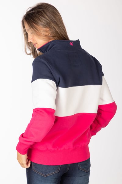 Ladies Plain Sweatshirt - Byland - Navy/White/Bonbon