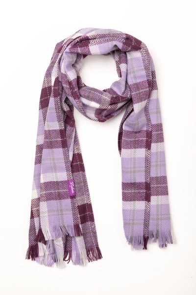 Ladies Checked Scarf - Polly - Lilac