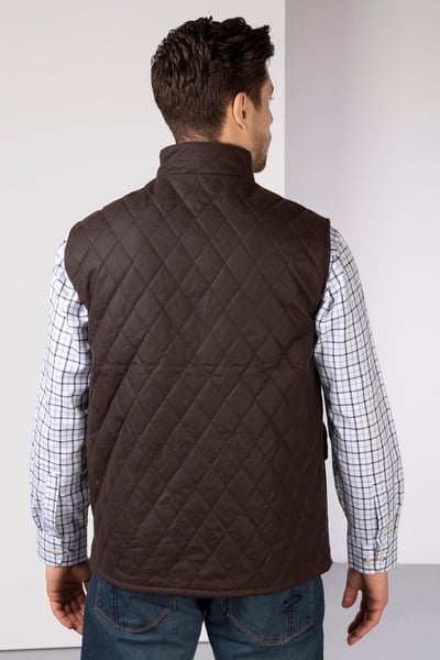Men's Diamond Quilted Wax Waistcoat II - Brown