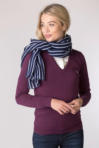 Bufanda flotante a rayas para mujer - Armada
