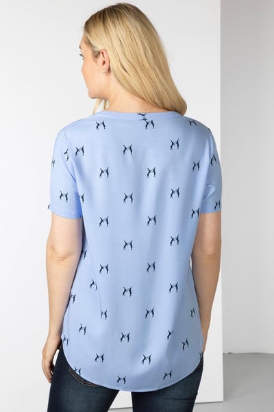 Ladies Short Sleeve Blouse - Wistow II - Boxing Hare Blue