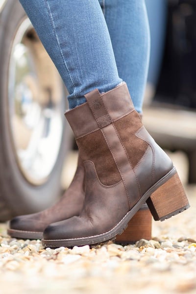 Ladies Heeled Ankle Boots - Fimber - Waxy Brown