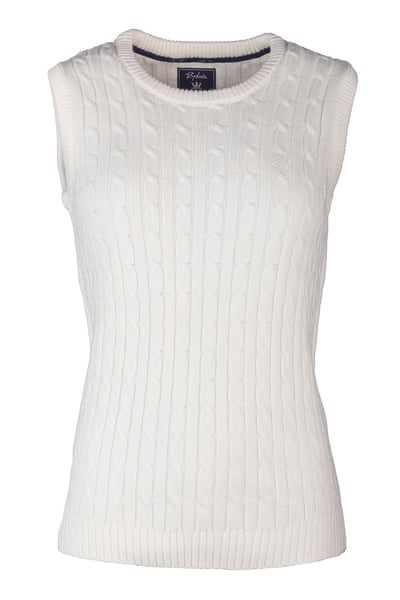Ladies Crew Neck Cable Knit Vest - Emma - Cream