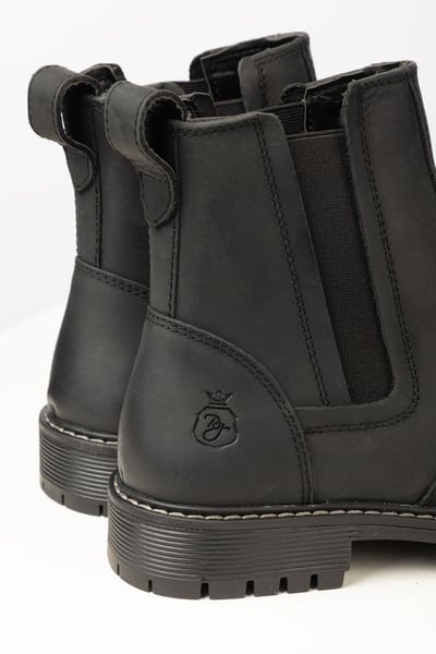 Botas de piel para mujer sin cordones - Kilburn III - Negro ceroso