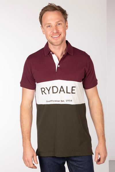 Men's Polo Shirt - Byland - Rydale Wine/White/Olive