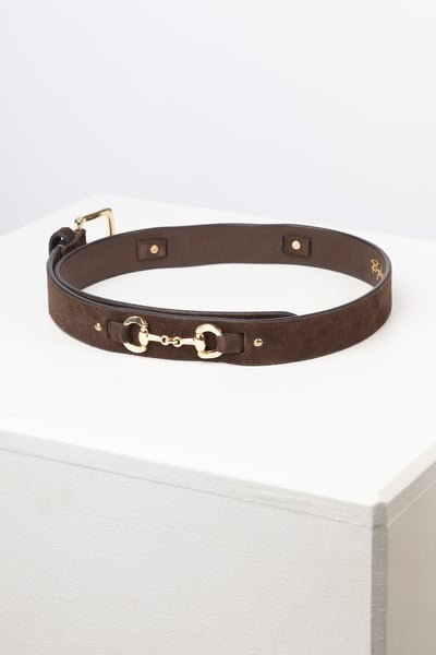 Ladies Suede Snaffle Belt - Lucinda - Dark Brown