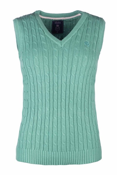 Ladies V Neck Cable Knit Vest- Emma - Thyme