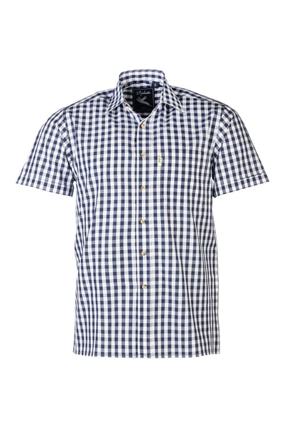 Men's Short Sleeved Country Shirt - Egton - Navy/White