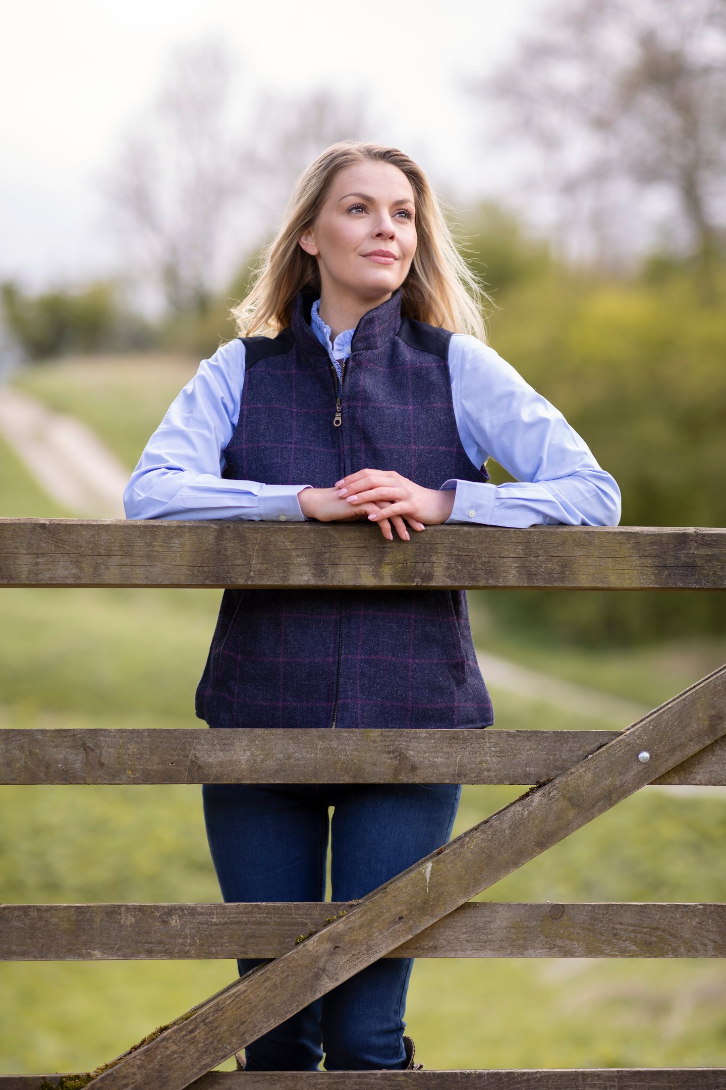 ladies navy tweed waistcoat
