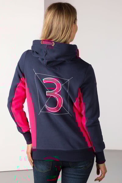 Ladies Cross Neck Hoody - Muston - Navy/Bonbon