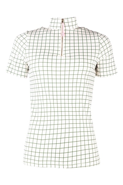 Damen Kurzarm-Top mit 1/4-Reißverschluss - Foxholes - Ellie Olive