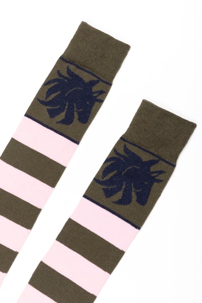 Ladies Broadstripe Knee Length Riding Socks - Olive