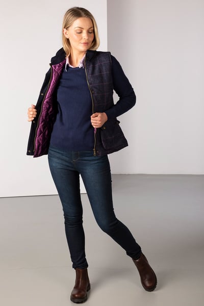Ladies Tweed Waistcoat - Helmsley - Navy Tweed