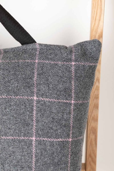 Outdoor Tweed Cushion - Grey Check