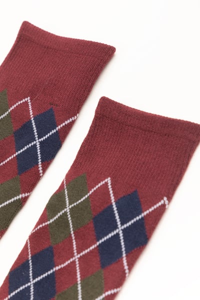 Calcetines de rombos para hombre - borgoña