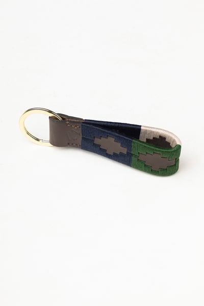 Leather Loop Polo Keyring - Askwith - Olive/Navy/White