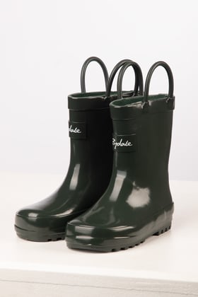 Botas De Agua Impermeables Para Niños - Tallas UK 4-11, Color Verde, Marca Blackfox, Ideales Para Lluvia
