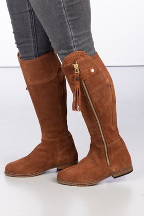 Ladies Wide Fit Tall Suede Country Boots - Helmsley