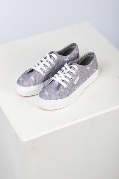 Ladies Canvas Platform Trainers - Roxby III - Marl Grey Dog