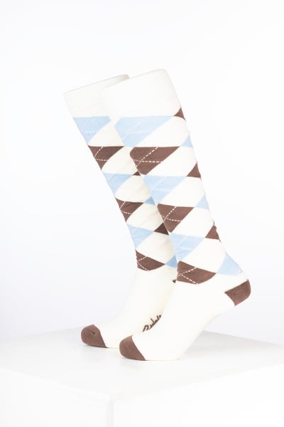Women’s Bamboo Rich Argyle Riding Socks - Argyle Cream/Soft Blue/Mocha