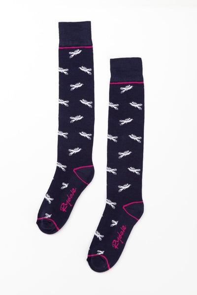 Ladies Flying Pheasant Knee Length Socks - Navy