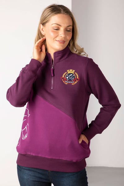 Ladies Diagonal Horse Sweatshirt - Damson/Berry