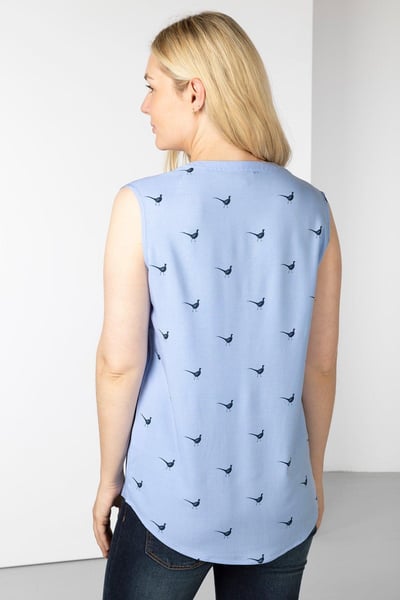 Ärmellose Damenbluse - Gehender Fasan Blau