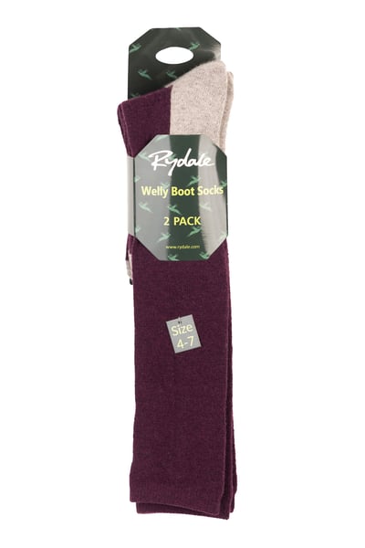 Gummistiefelsocken für Damen (2er-Pack) – Atwick - Burgund