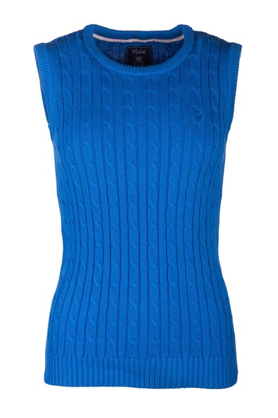 Ladies Crew Neck Cable Knit Vest - Emma - Colbalt