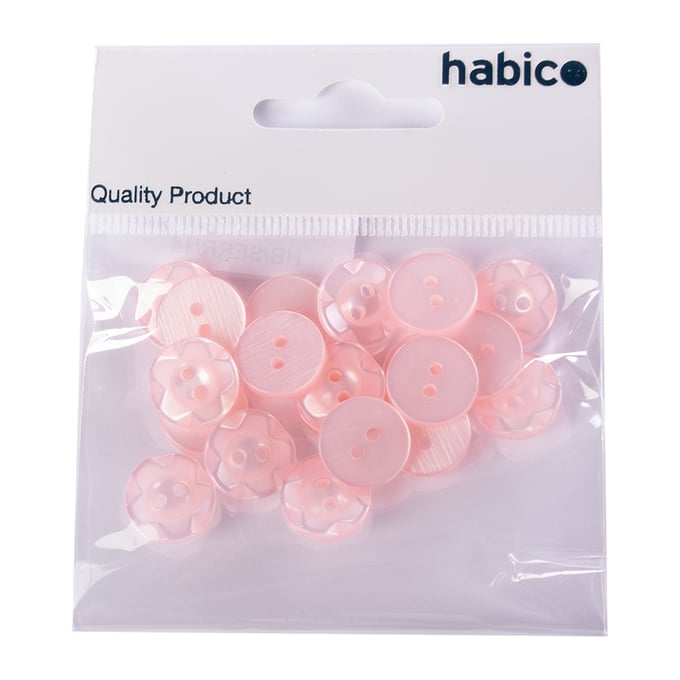 Habico Serrated Edge Buttons 14mm 20pk - Pink | Fasteners UK