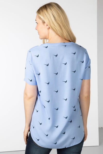 Ladies Short Sleeve Blouse - Wistow II - Walking Pheasant Blue