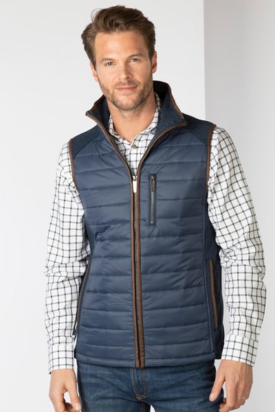 Men's Hybrid Fleece Gilet - Huggate - Marl Navy