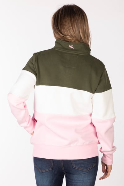 Ladies Plain Sweatshirt - Byland - Sorbet/White/Olive