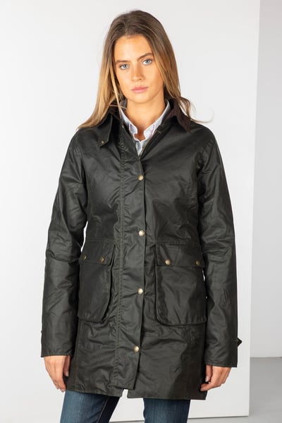 Ladies Mid Length Wax Jacket - Hannah III - Olive