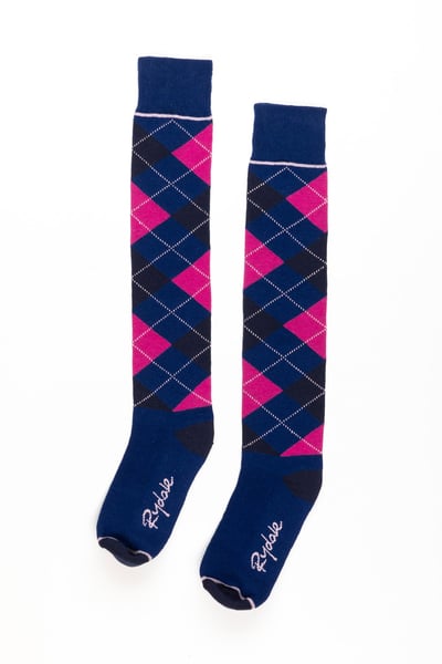 Damen Argyle Kniestrümpfe - Denim