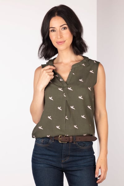 Ladies Sleeveless Blouse - Wistow II - Khaki Pheasant