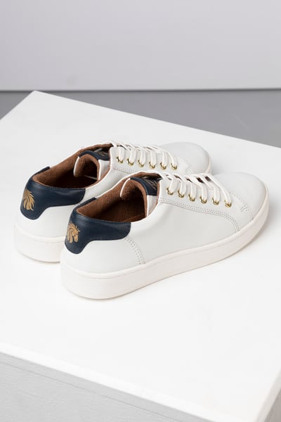 Ladies Leather Trainers - Rievaulx - White/Navy