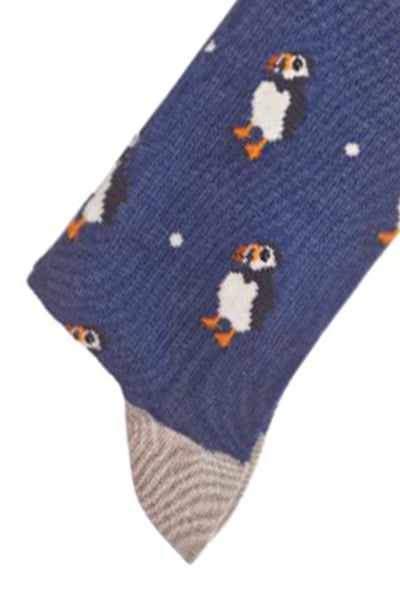 Men's Bamboo Funky Socks - Puffy Puffins