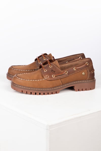 Ladies Leather Chunky Deck Shoe – Saltwick - Antique Tan/Brown