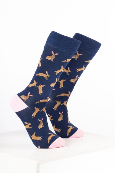 Women’s Bamboo Rich Animal Ankle Socks - Hare Denim